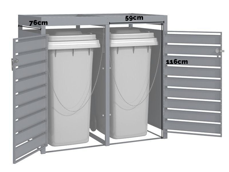 Galvanized Steel Wheelie Bin Cover with Planters - Quad Set