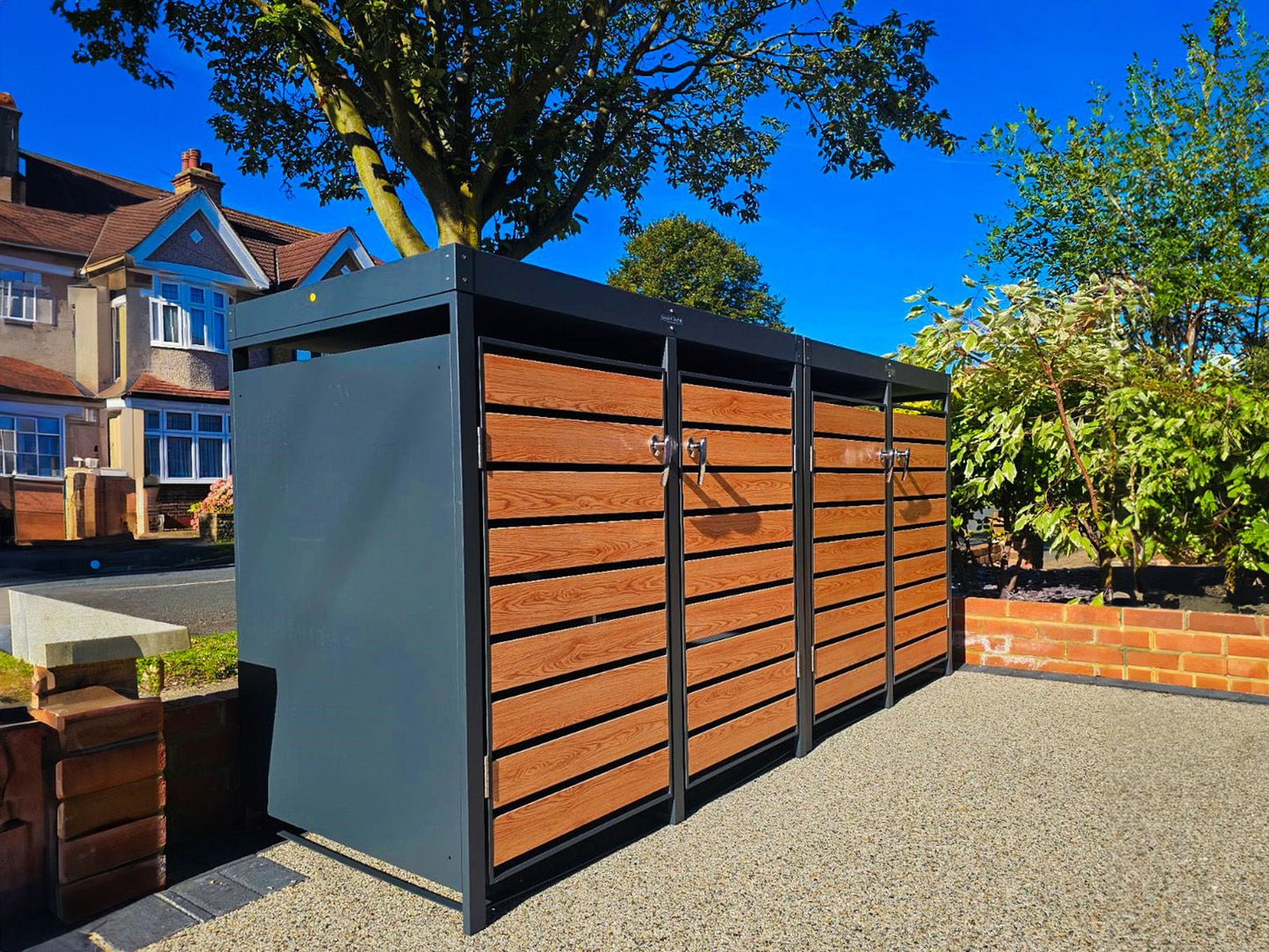 Galvanized Steel Wheelie Bin Cover with Planters - Quad Set