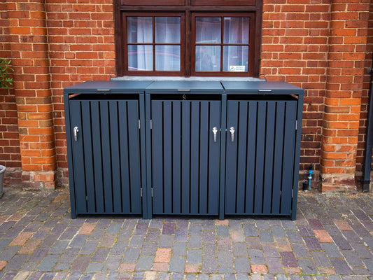 Anthracite Galvanised Steel Wheelie Bin Cover - Triple